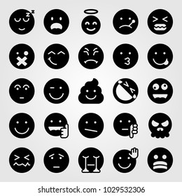 Emotions vector icon set. scared, crying, ill and weird