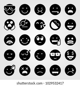 Emotions vector icon set. secret, laugh, shy and scared