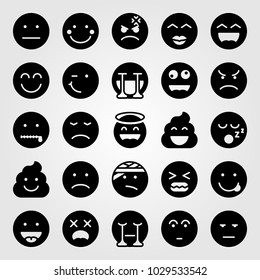 Emotions vector icon set. secret, shocked, kiss and shy