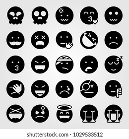 Emotions vector icon set. shocked, sleeping, stop and kiss