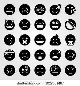 Emotions vector icon set. sick, crazy, secret and valentines day