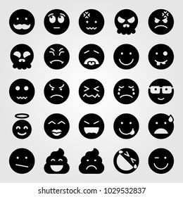 Emotions vector icon set. skull, nerd, wink and nervous