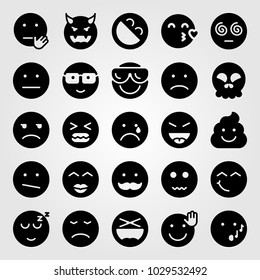 Emotions vector icon set. sleeping, valentines day, angry and weird