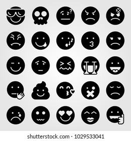 Emotions vector icon set. smile, grumpy, dizzy and unamused