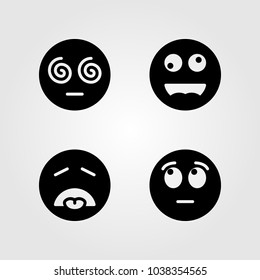 Emotions vector icon set. smile, hypnotized, disgusted and crazy