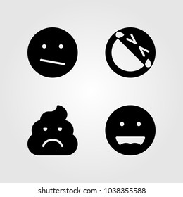 Emotions vector icon set. smile, laughing, laugh and weird