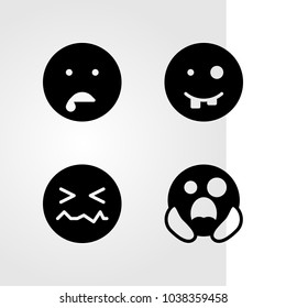 Emotions vector icon set. smile, scared, dizzy and ugly