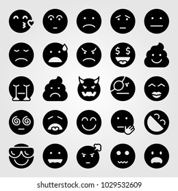 Emotions vector icon set. stop, pirate, laughing and angry