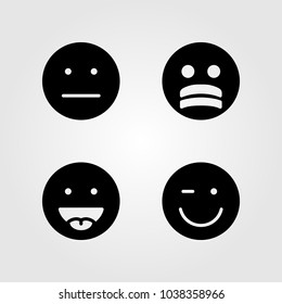 Emotions vector icon set. stress, tongue, wink and smile