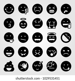 Emotions vector icon set. ugly, dissapointment, dislike and pirate