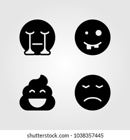 Emotions vector icon set. ugly, poo, angry and smile