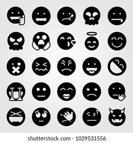 Emotions vector icon set. unamused, laughing, silent and scared