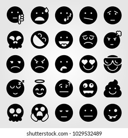 Emotions vector icon set. weird, dislike, sad and bored