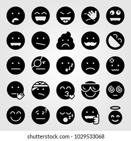 Emotions vector icon set. weird, drool, valentines day and laugh