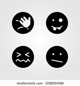 Emotions vector icon set. weird, ugly, dissapointment and smile
