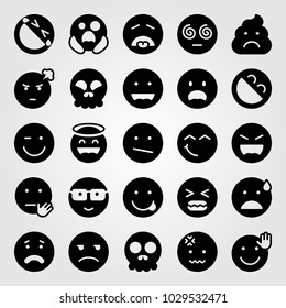 Emotions vector icon set. wink, angel , launghing and hypnotized