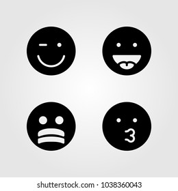Emotions vector icon set. wink, tongue, kiss and stress