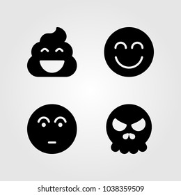 Emotions vector icon set. wondering, skull, poo and smile