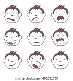 Emotions vector set. Flat design.