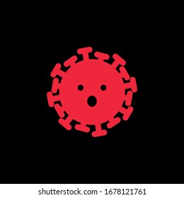 Emotions virus. Red icon on the black background. 2019-nCoV Novel Coronavirus Bacteria. Coronavirus Bacteria Icon. No Infection and Stop Coronavirus Concept. 