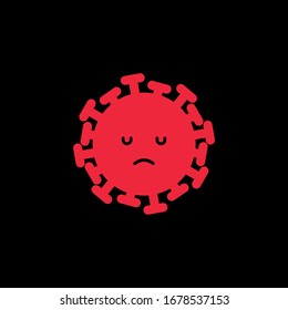 Emotions virus. Red icon on the black background. 2019-nCoV Novel Coronavirus Bacteria. Coronavirus Bacteria Icon. No Infection and Stop Coronavirus Concept. 