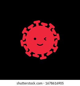 Emotions virus. Red icon on the black background. 2019-nCoV Novel Coronavirus Bacteria. Coronavirus Bacteria Icon. No Infection and Stop Coronavirus Concept. 