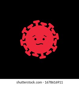 Emotions virus. Red icon on the black background. 2019-nCoV Novel Coronavirus Bacteria. Coronavirus Bacteria Icon. No Infection and Stop Coronavirus Concept. 
