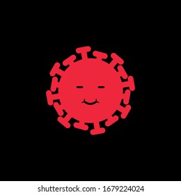 Emotions virus. Red icon on the black background. 2019-nCoV Novel Coronavirus Bacteria. Coronavirus Bacteria Icon. No Infection and Stop Coronavirus Concept. 