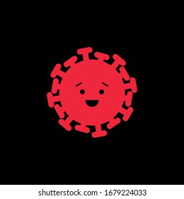 Emotions virus. Red icon on the black background. 2019-nCoV Novel Coronavirus Bacteria. Coronavirus Bacteria Icon. No Infection and Stop Coronavirus Concept. 