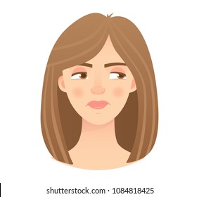 Emotions of woman face. Facial expression. Vector illustration