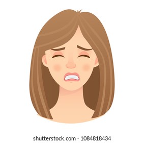 Emotions of woman face. Facial expression. Vector illustration