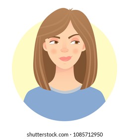 Emotions of woman face. Facial expression. Vector illustration of beautiful woman