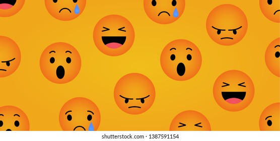 Emotions. Yellow background. Vector illustration