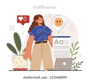 Creación de contenido emocional. La indiferencia como respuesta de publicación. Guía de promoción de blogs. Cómo atraer a la audiencia a tu blog. Sugerencias de contenido visual. Publicidad digital. Ilustración vectorial plana