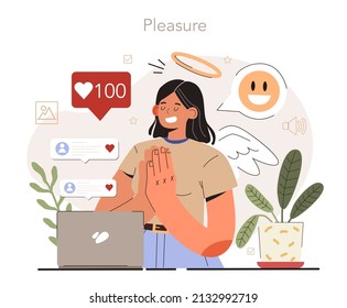 Emotive content creation. Pleasure as a publication response. Blog promotion guidance. How to attract the audience to your blog. Visual content tips. Digital advertising, smm. Flat vector illustration