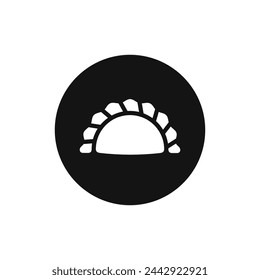 Icono de vector blanco y negro de empanada