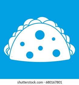 Empanada, cheburek or calzone icon white isolated on blue background vector illustration