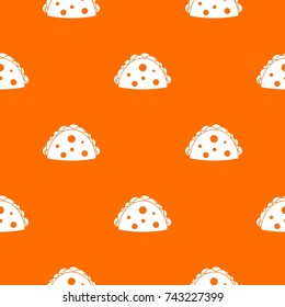 Empanada, cheburek or calzone pattern repeat seamless in orange color for any design. Vector geometric illustration