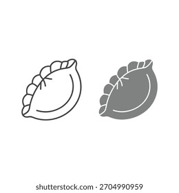 Empanada dumpling pierogi conjunto de iconos, contorno y relleno