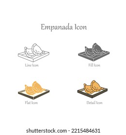 Empanada Line, Fill, Flat, Outline, Detail Color Icons and Icon set in vector Illustration - Fast Food