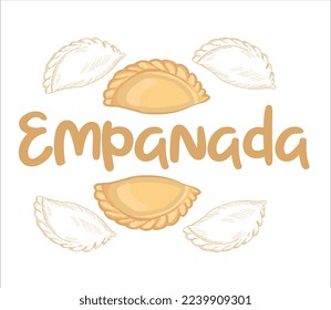 Empanada mexican food vector. Best Mexican Dishes. Latin american food illustration.