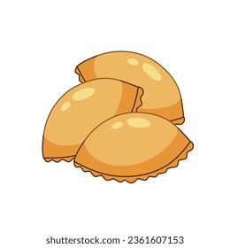 Empanada Pastry. Fried food bakery. Cartoon Mexican bakery dough. Homemade argentinian taco bread.