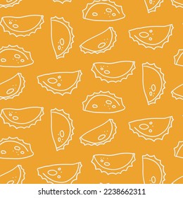 Empanada seamless doodle pattern, linear simple hand drawn vector illustration