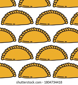 empanada seamless doodle pattern, vector illustration