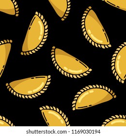 empanada. stuffed bread or pastry baked or fried in many countries of Latin America. seamless doodle pattern