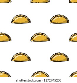 empanada. stuffed bread or pastry baked or fried in many countries of Latin America. seamless doodle pattern