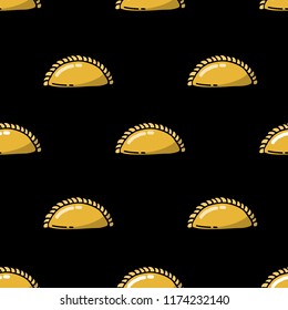 empanada. stuffed bread or pastry baked or fried in many countries of Latin America. seamless doodle pattern
