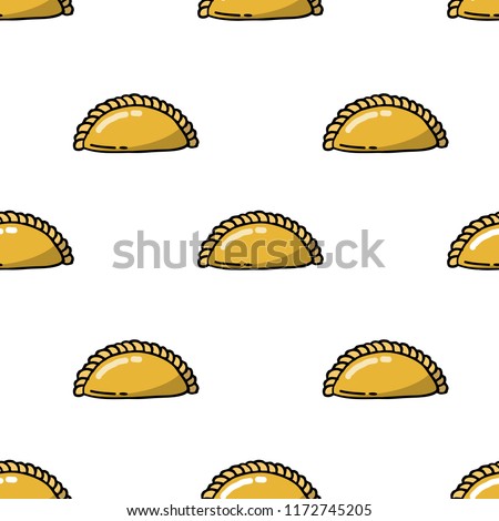 empanada. stuffed bread or pastry baked or fried in many countries of Latin America. seamless doodle pattern