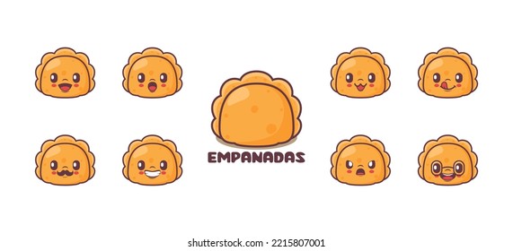 Empanadas cartoon. food vector illustration. icon, expression.