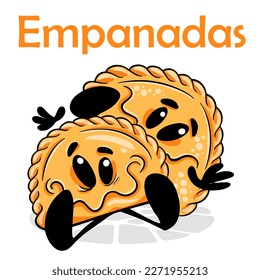 Empanadas. Funnny cartoon character. Vector isolated background 